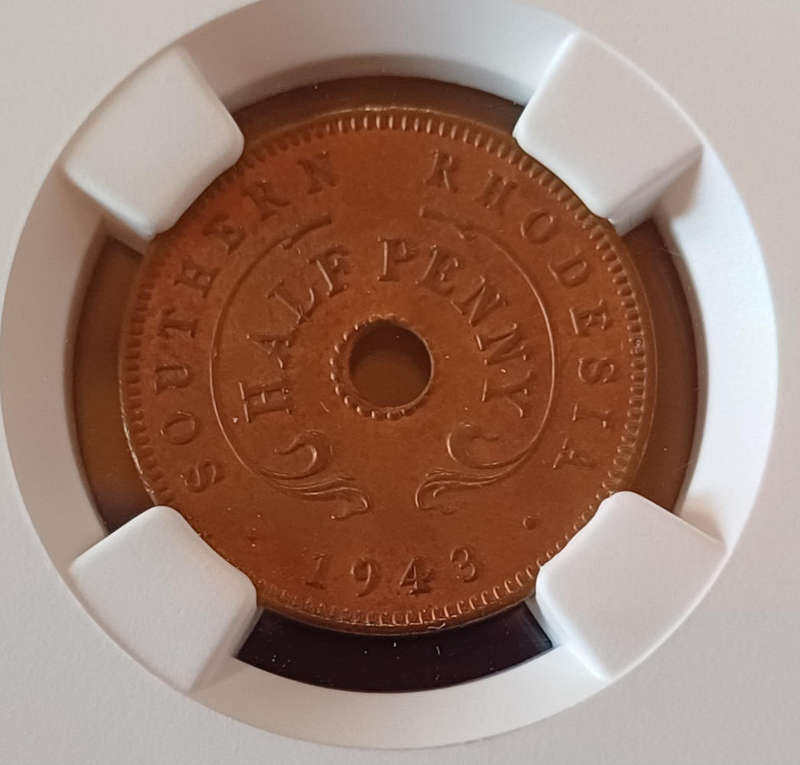 1943 Southern Rhodesia Half Penny