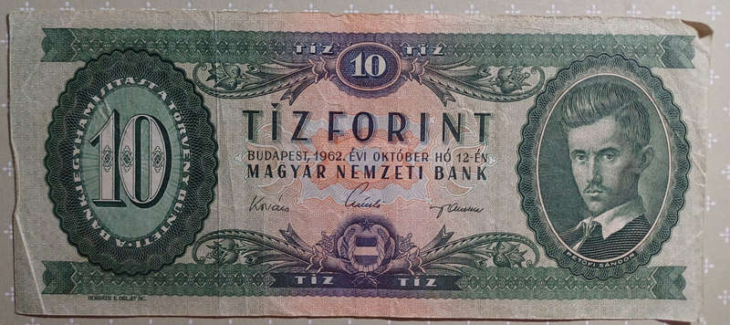 1962, Budapest Bank Note 10 Forint