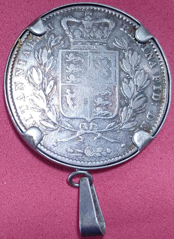 1845 GB Silver Crown Queen Victoria Pendant