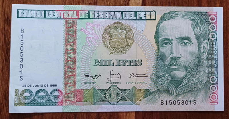 Peru Bank Note 1000 Intis (UNC)