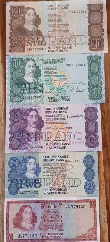 SA Bank notes R20 - R1