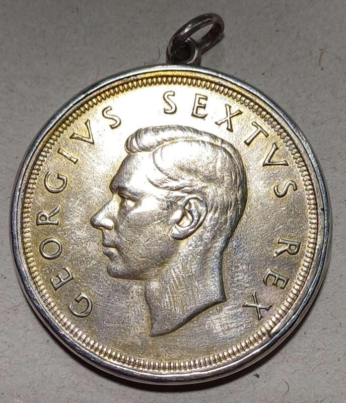 1952 Union 5 Shillings in Silver Pendant