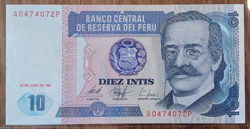 Peru Bank Note 10 Intis (UNC)