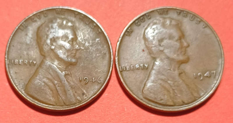 1946 & 1947 USA 1 Cent
