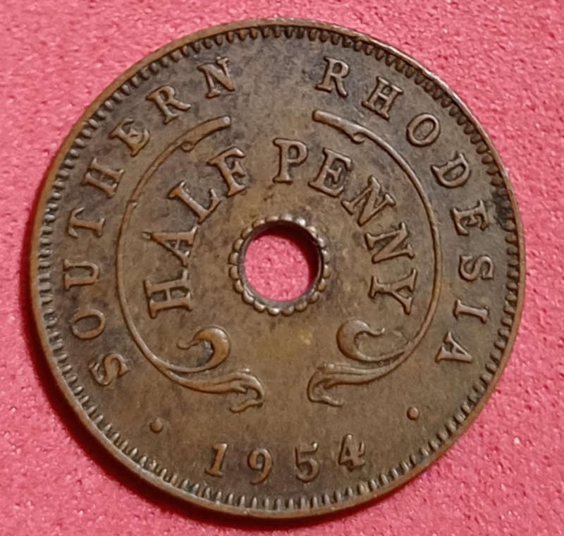 1954 Southern Rhodesia Half Penny