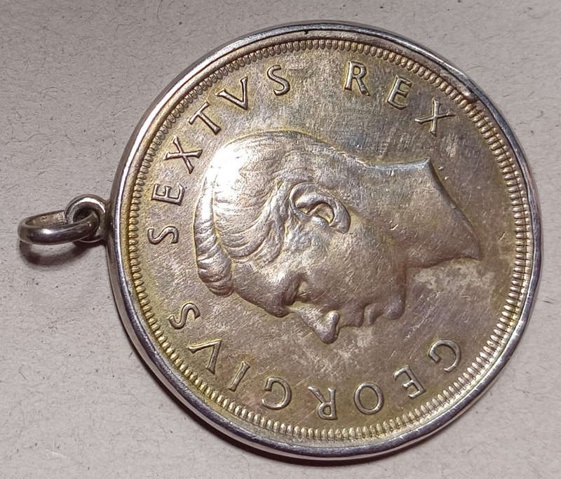1952 Union 5 Shillings in Silver Pendant