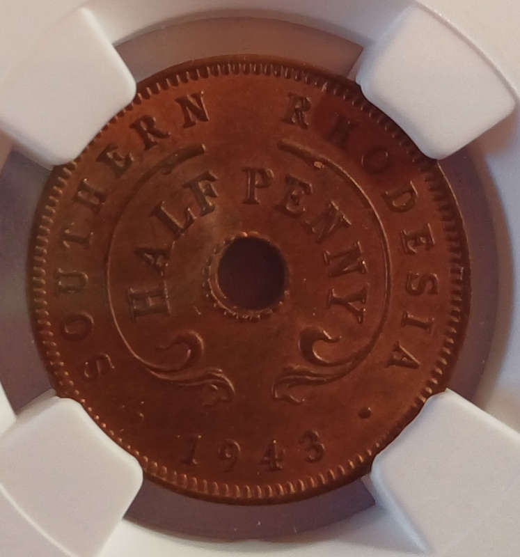 1943 Southern Rhodesia Half Penny
