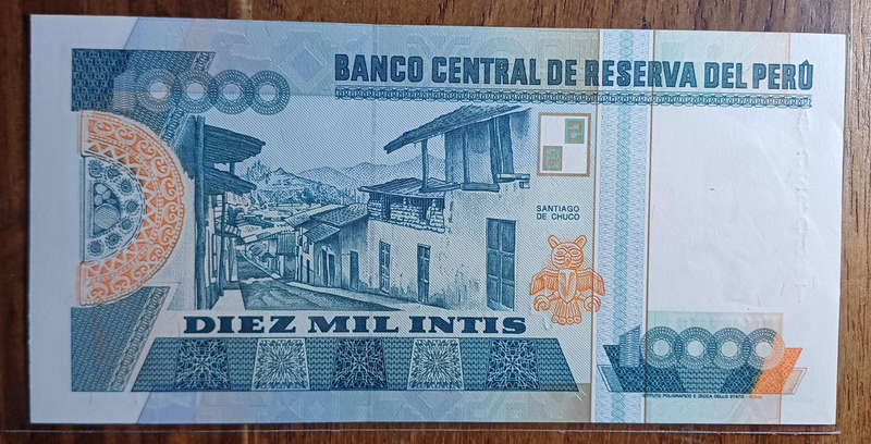 Peru Bank Note 10000 Intis (UNC)