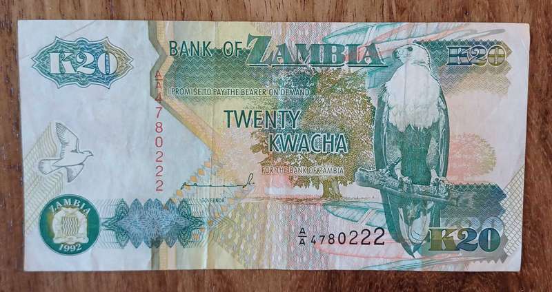 Zambia Bank Note 20 Kwacha