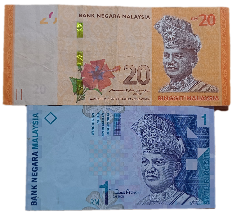 Malaysia Bank Notes  One & Twenty Ringgit