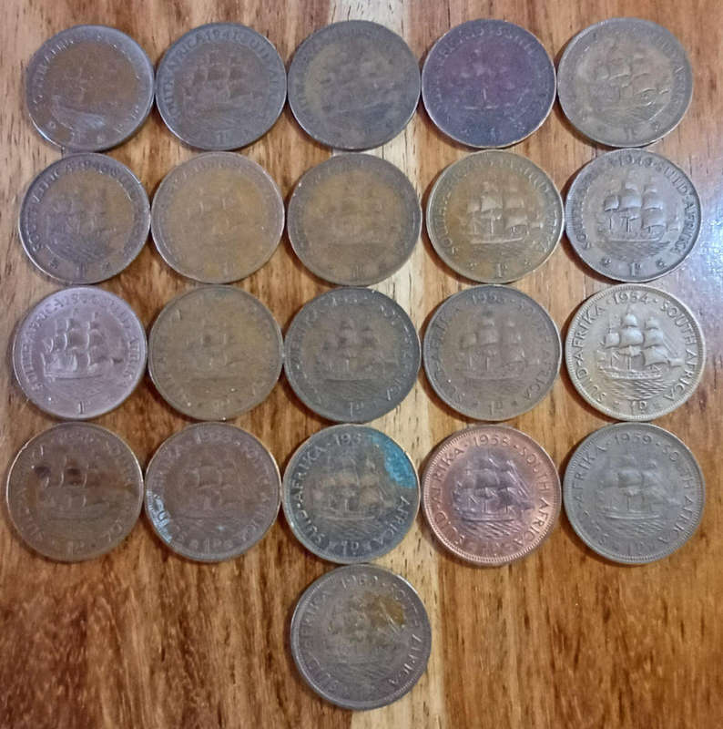1940 - 1960 Union 1 Penny, 1947 included (21 Coins)