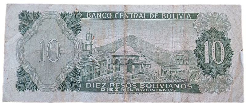 1962 Bolivia Bank Note 10 Pesos
