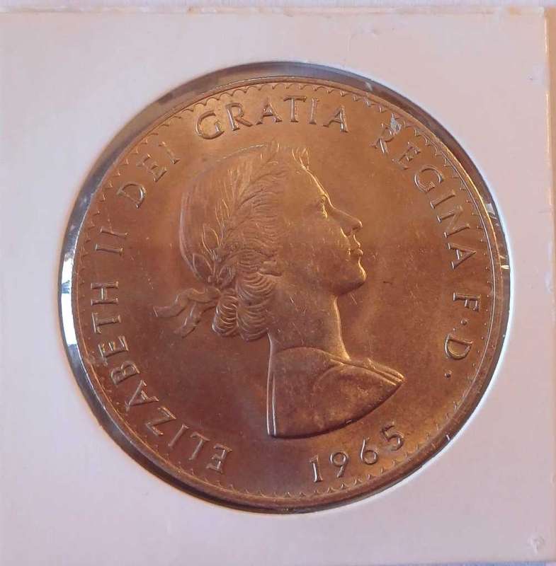 1965 GB Winston Churchill & Elizabeth II  One Crown - Commerative Coin