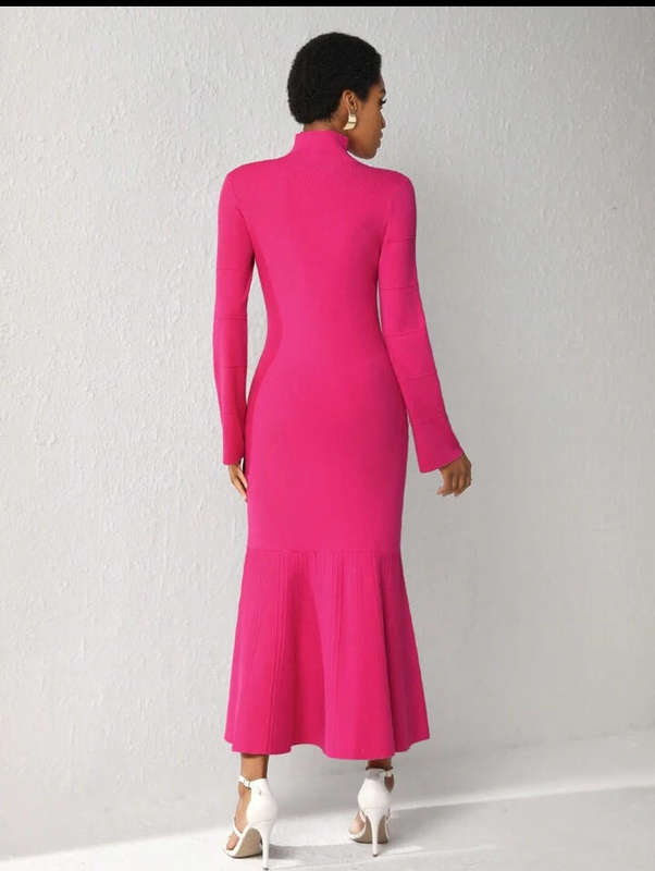 Stand Collar Mermaid Hem Sweater Dress Size Medium