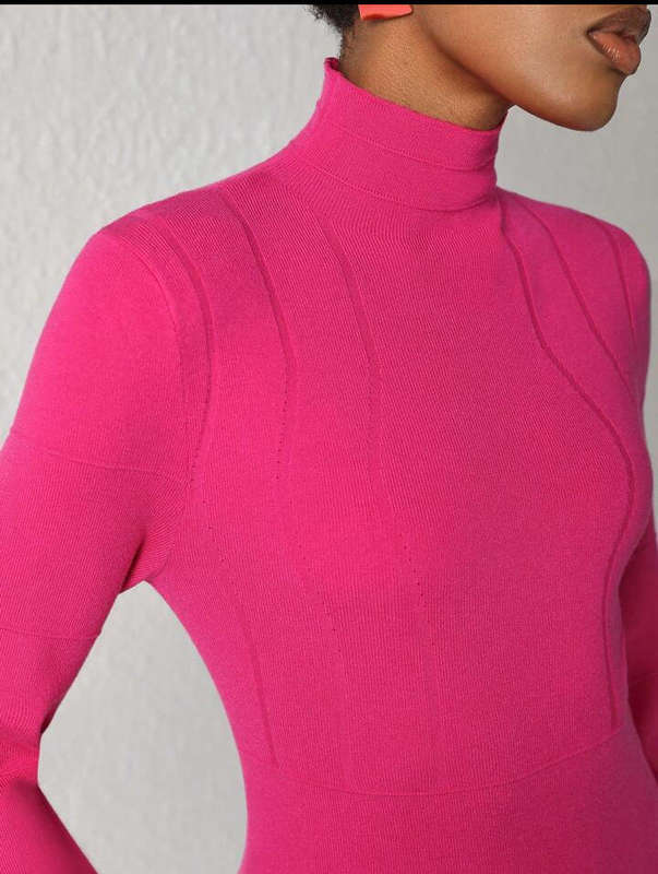 Stand Collar Mermaid Hem Sweater Dress Size Medium