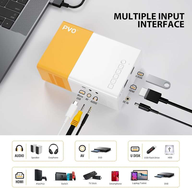 Portable HD LED Projector Laptop Home Cinema Theatre