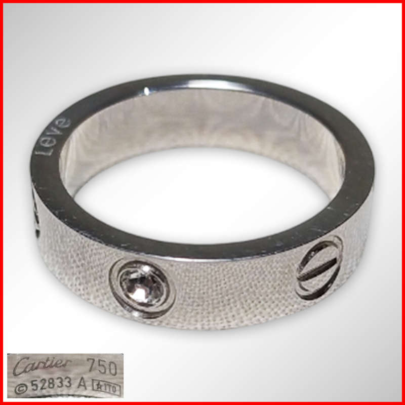 18k White Gold Cartier Love Ring With Diamonds