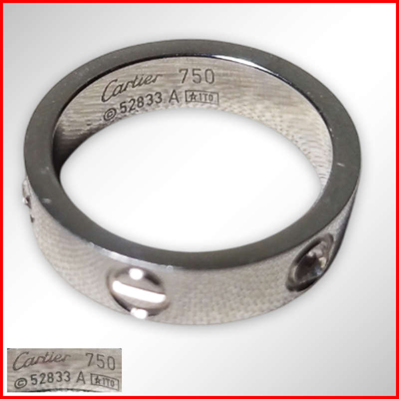 18k White Gold Cartier Love Ring With Diamonds