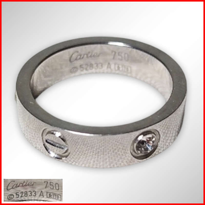 18k White Gold Cartier Love Ring With Diamonds