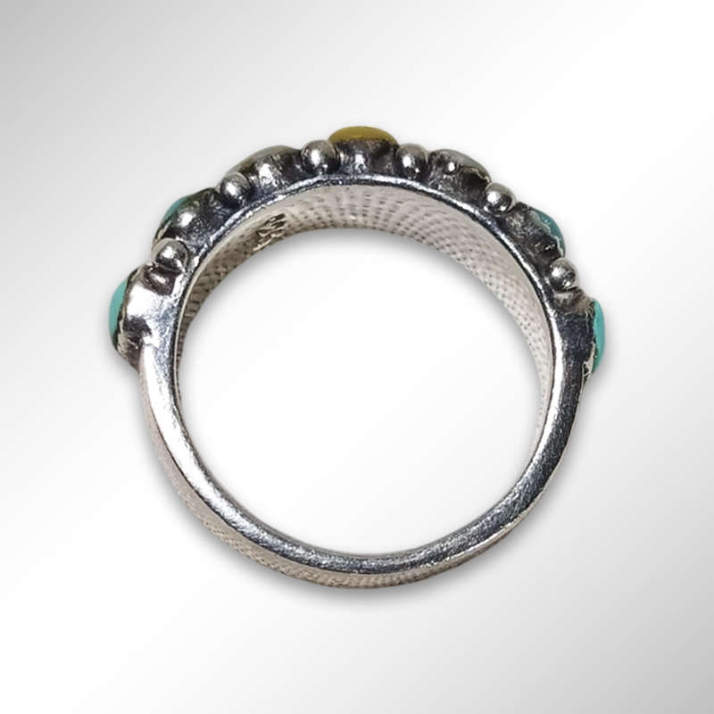 925 Sterling Silver Ring With Multiple Precious Stones