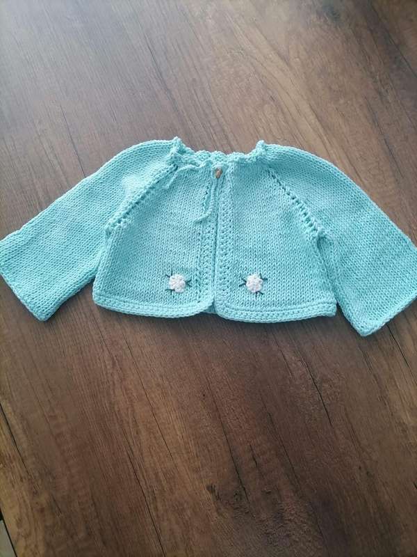 Handmade Baby Knit Set  Romper & Cardigan  100% Cotton  Ready to Ship  Baby Shower Gift