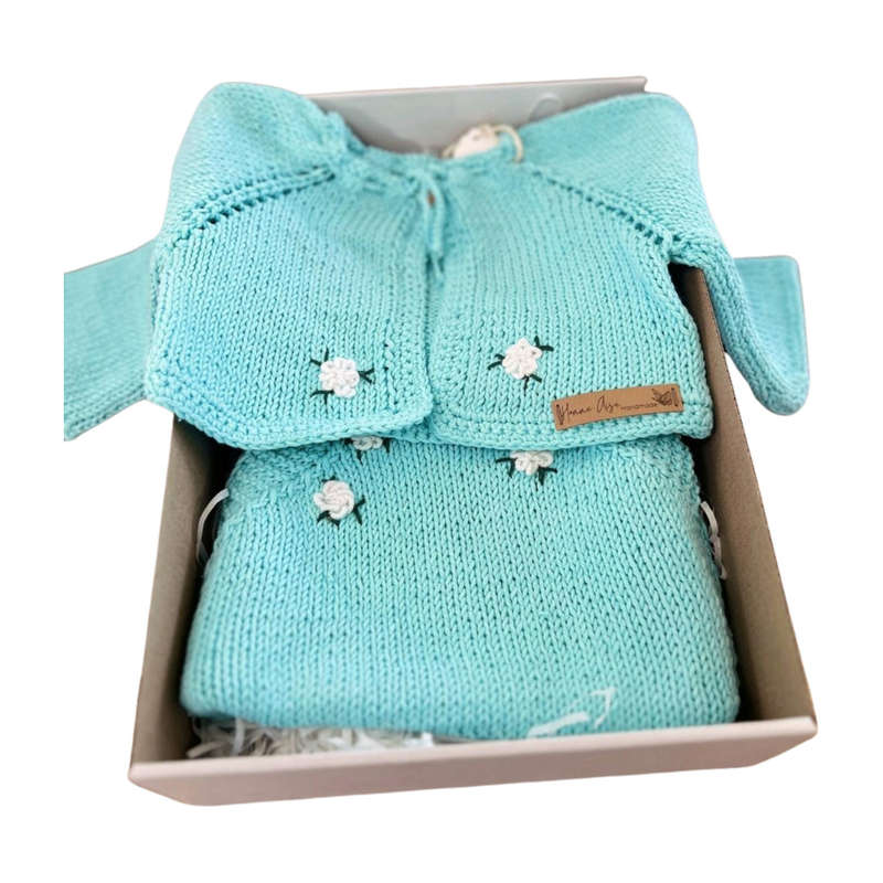 Handmade Baby Knit Set  Romper & Cardigan  100% Cotton  Ready to Ship  Baby Shower Gift