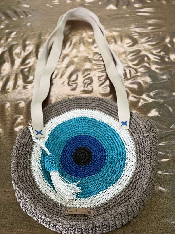 Large Evil Eye Crochet Shoulder Bag