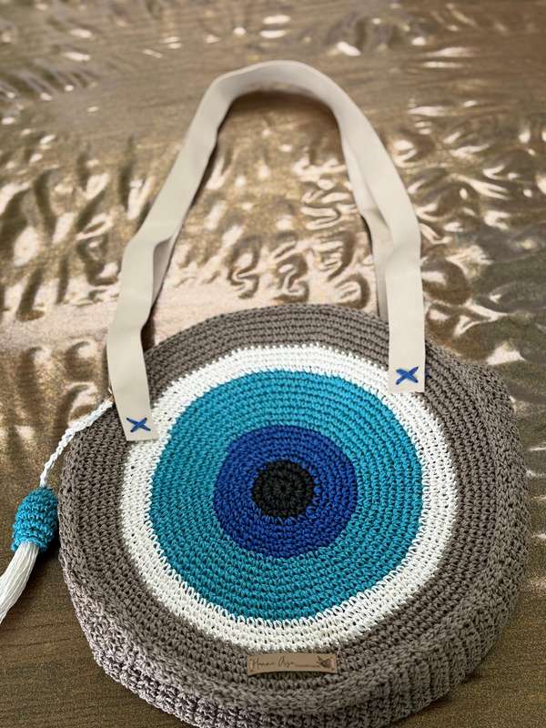 Large Evil Eye Crochet Shoulder Bag