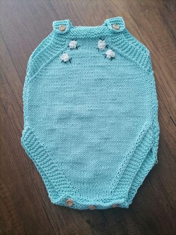 Handmade Baby Knit Set  Romper & Cardigan  100% Cotton  Ready to Ship  Baby Shower Gift