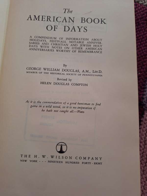 The American Book of Days by Douglas - 3rd printing 1957