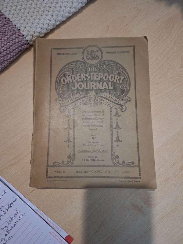 The Onderstepoort Journal Volume 17 nos. 1 and 2 Veterinary