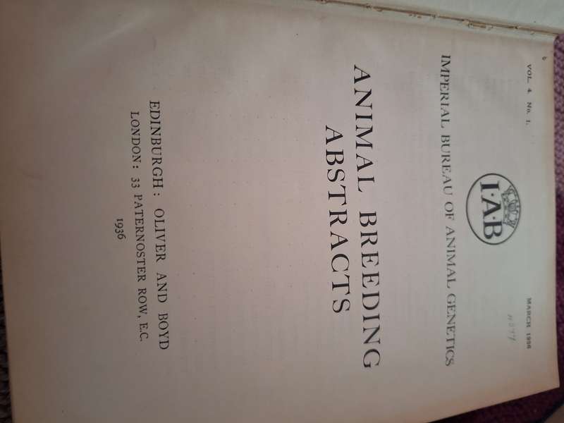 Animal Breeding Abstracts -1936 Imperial bureau of animal genetics. Vol4 No4