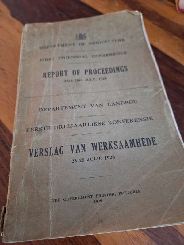 Department of Agriculture / 1st Triennial Conference REPORT OF PROCEEDINGS 23rd 28th JULY, 1928