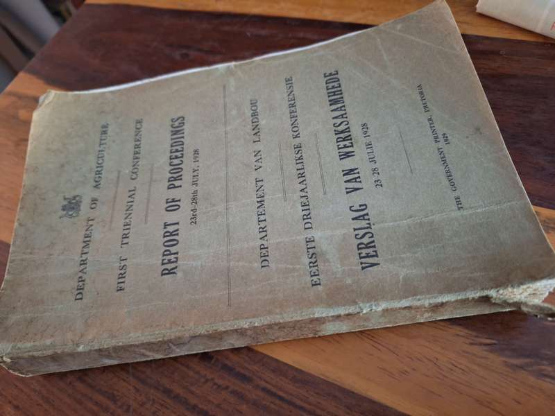 Department of Agriculture / 1st Triennial Conference REPORT OF PROCEEDINGS 23rd 28th JULY, 1928