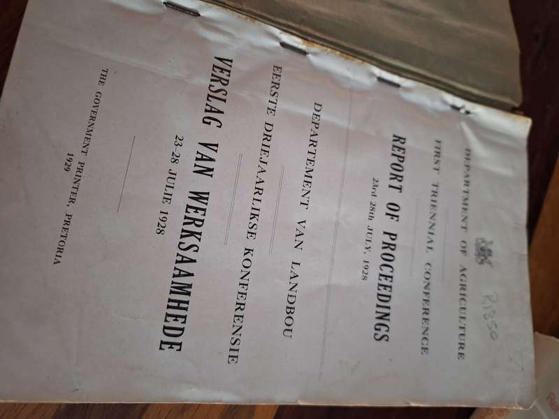 Department of Agriculture / 1st Triennial Conference REPORT OF PROCEEDINGS 23rd 28th JULY, 1928