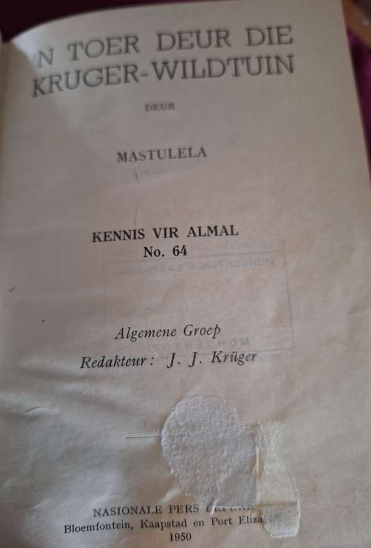n Toer deur die Kruger-Wildtuin 1950 Kennis vir Almal no 64 Afrikaans text