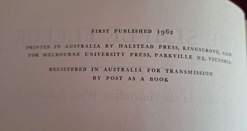 The Simple Fleece by Alan Barnard First Edition 1962 (Sheep Farming Australia)