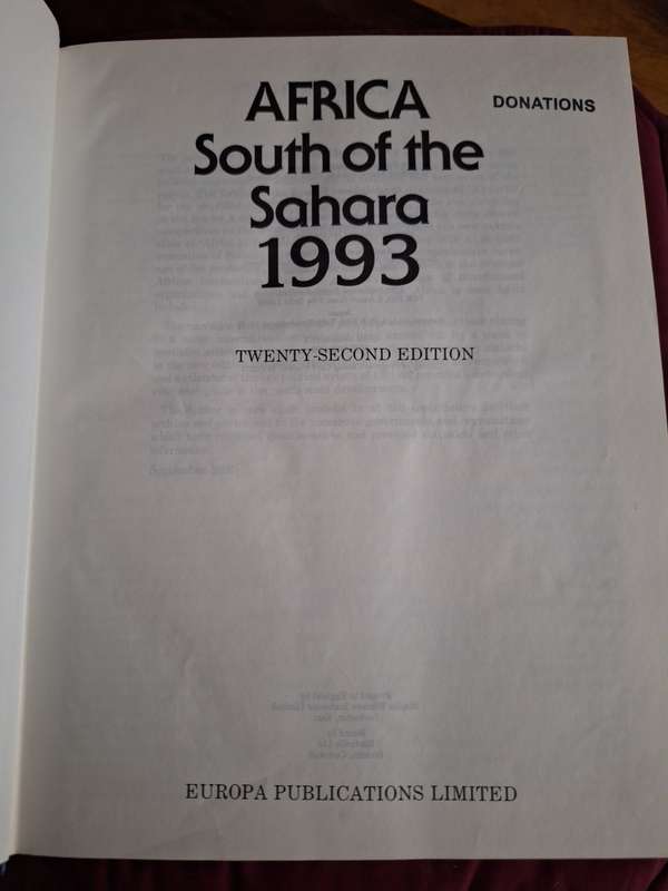 Africa South of the Sahara 1993 22nd Edition