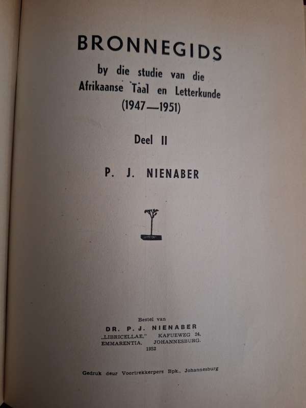 Bronnegids 1947-51. PJ Nienaber Volume 2 Afrikaans Text 1952 Rare