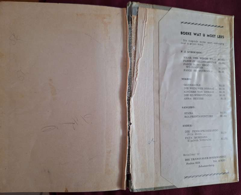 Terug op die ver paaie - PJ Schoeman 1962 first edition. Afrikaans text