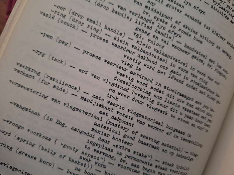 Vlegwerkterme ( Weavingworkterms) 1964 rare topic study. JL Bardenhorst Afrikaans & English Text