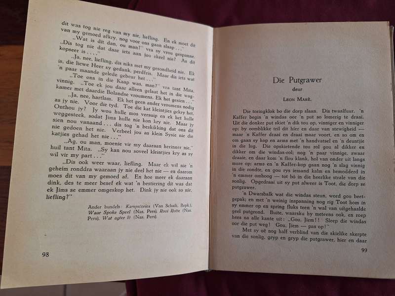 Tien Uitgesoekte Kortverhale /MSB Kritzinger/1936 first edition/Afrikaans Text/rare