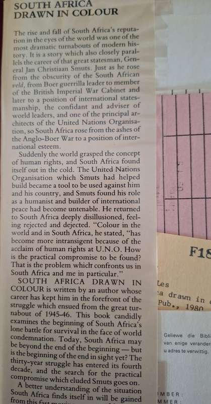 South Africa drawn in colour-Les de Villiers/The Smuts Years 1945/6 1980 first edition