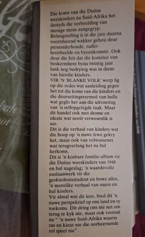 Vir n"blanke volk": Die verhaal van die Duitse weeskinders van 1948.Werner vd Merwe 1988 Fir Edition
