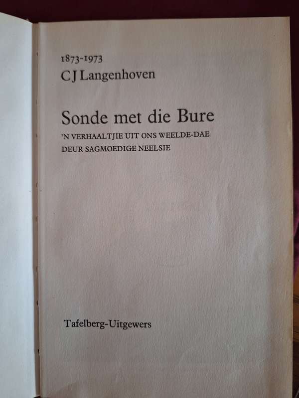 Sonde met die Bure - printed for 1973 (1972) CJ Langenhoven Afrikaans text