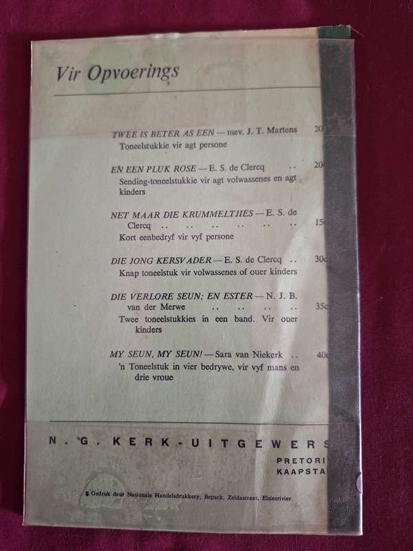 Ansie-Mev JT Martens- Toneelstukke vir 4- Rare Nasionale Handelsdrukkery.