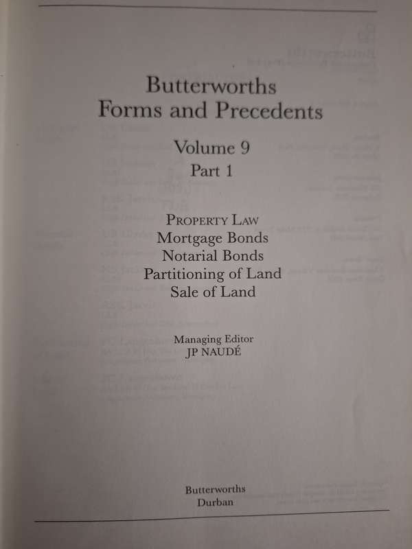 Butterworths Forms and Precedents volume 9 Part 1, 1992 First Edition