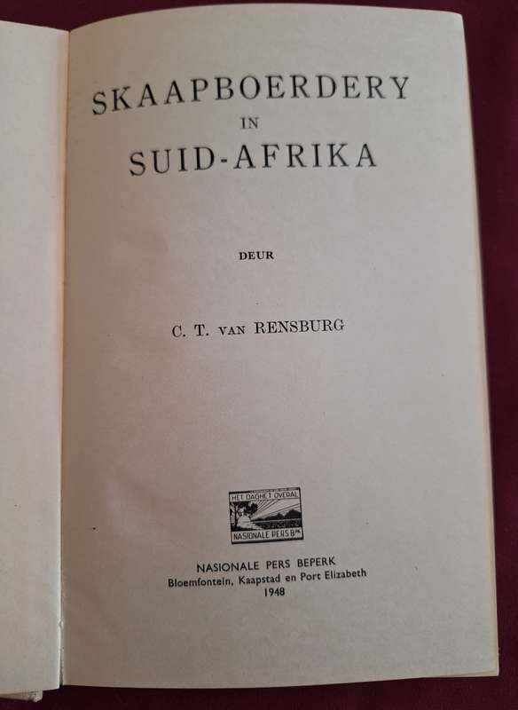 Skaapboerdery in Suid-Afrika deur CT van Rensburg 1948 Afrikaans text/rare