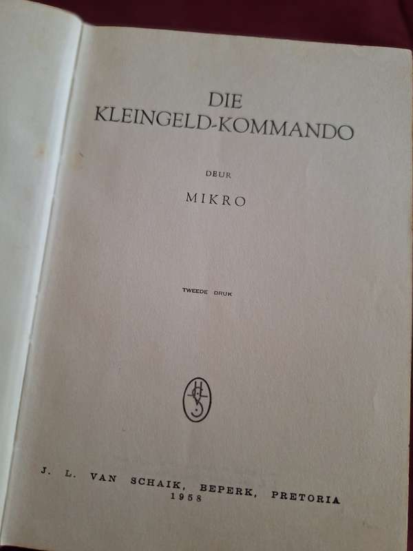 die Kleingeld-Kommando-Mikro-2nd print-1958-rare-Afrikaans Text (AngloBoerWar)