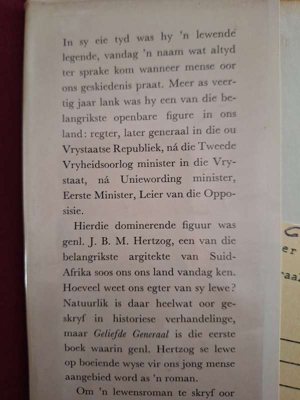 Geliefde Generaal-Pieter W Grobbelaar-(oor Genl JBM Hertzog)1st edition 1968 Afrikaans Text.
